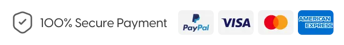 100% Secure Payment — PayPal, Visa, Mastercard, American Express